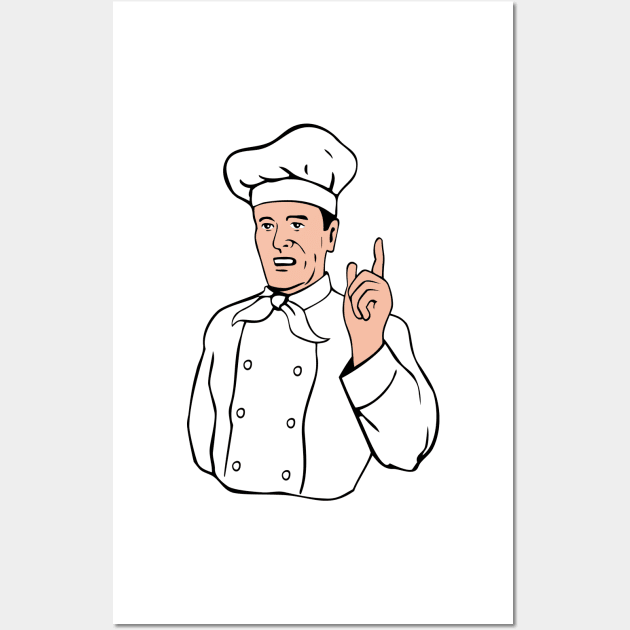 Chef Pointing Finger Up Retro Wall Art by retrovectors